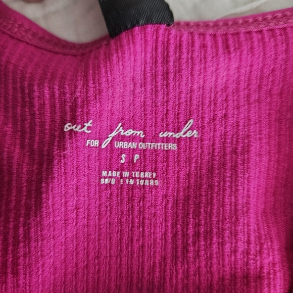 Urban Outfitters Out From Under Green & Pink Plunge Tank Top Ribbed | Size SP - Picture 3 of 4